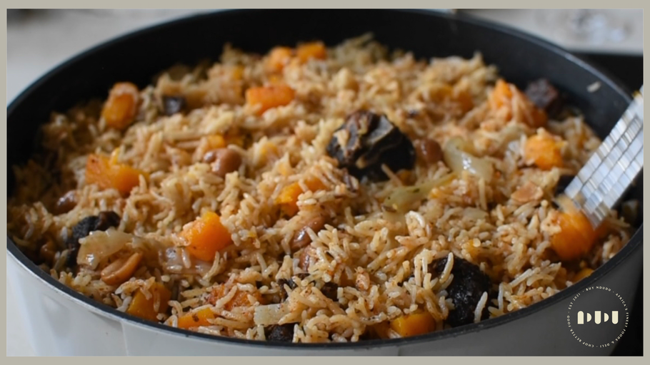 One Pot Goat Meat & Kelewele Seasoned Rice recipe