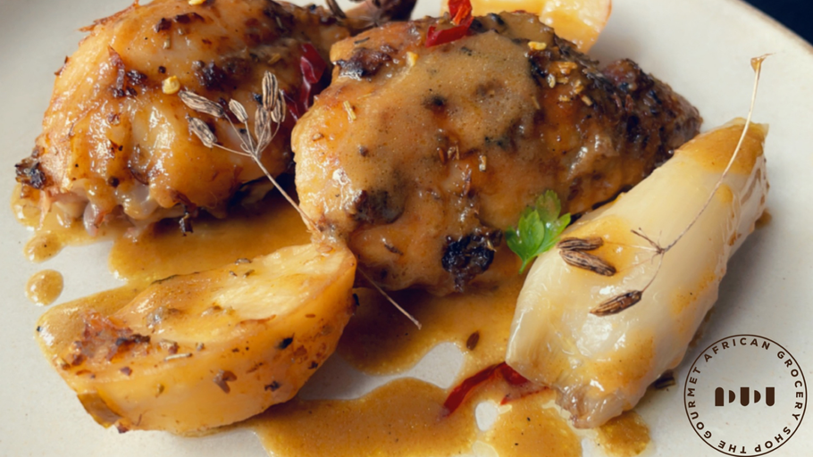 Baked Chicken & Potatoes with Anchovies & Orange sauce