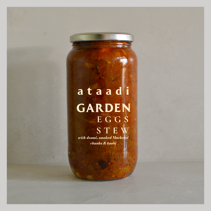 Garden Eggs Stew with smoked Mackerel Chunks & Koobi