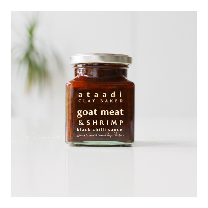 Goat Meat cubes & Shrimp Ataadi Chilli Sauce