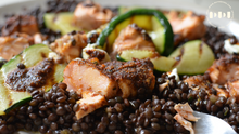 Load image into Gallery viewer, Black Beluga Lentils with Rose Harissa Salmon