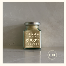 Load image into Gallery viewer, Jar of ndudu organic ginger powder on a gray background
