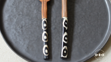 Load image into Gallery viewer, Olive Wood &amp; Batik Bone design Spoon &amp; Fork (Set of 2)